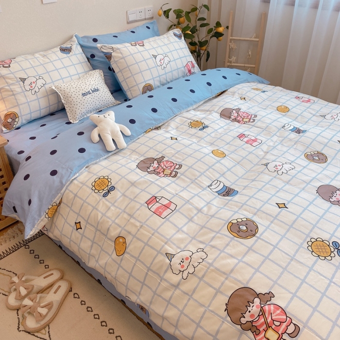 91家纺网 家纺一手货源 找家纺 沐棉 2020新款全棉13370四件套实拍图 快乐女孩