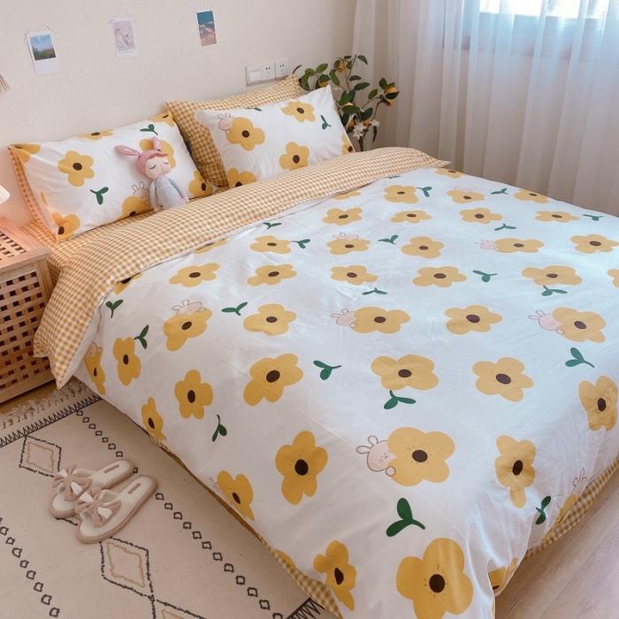 91家纺网 家纺一手货源 找家纺 沐棉 2020新款全棉13370四件套实拍图 萌萌哒