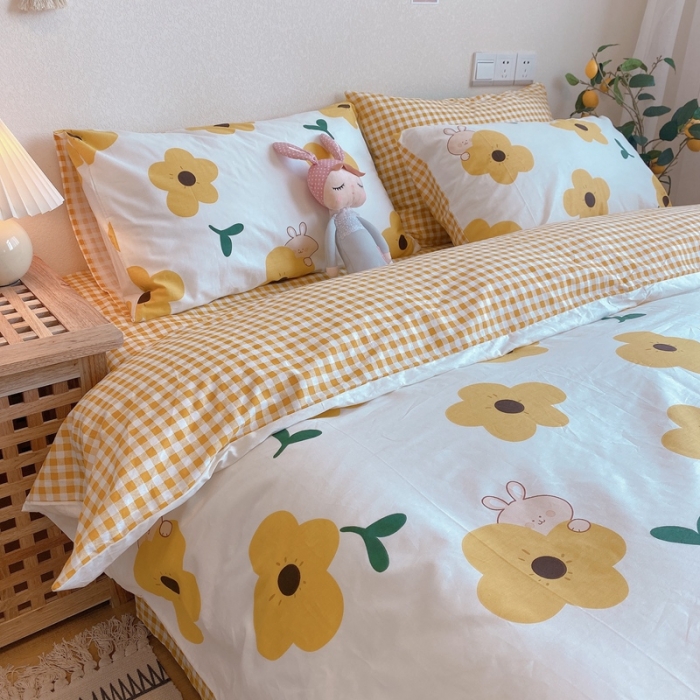 91家纺网 家纺一手货源 找家纺 沐棉 2020新款全棉13370四件套实拍图 萌萌哒