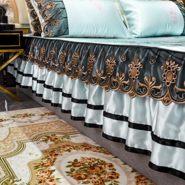 91家纺网 家纺一手货源 找家纺 （总）ds生活馆 2021新款欧式床裙款凉席三件套