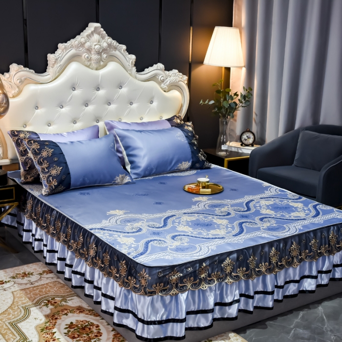 91家纺网 家纺一手货源 找家纺 ds生活馆 2021新款欧式床裙款凉席三件套 安吉丽