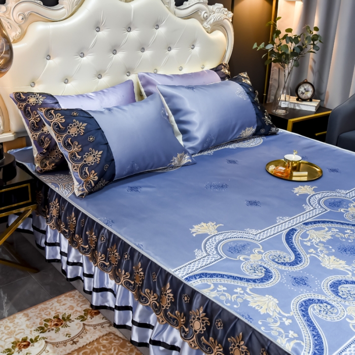 91家纺网 家纺一手货源 找家纺 ds生活馆 2021新款欧式床裙款凉席三件套 安吉丽