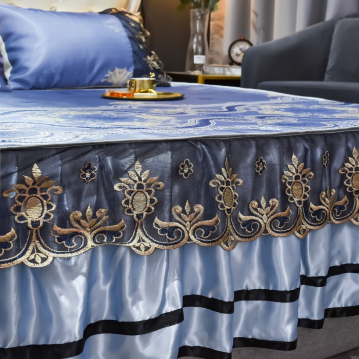 91家纺网 家纺一手货源 找家纺 ds生活馆 2021新款欧式床裙款凉席三件套 安吉丽