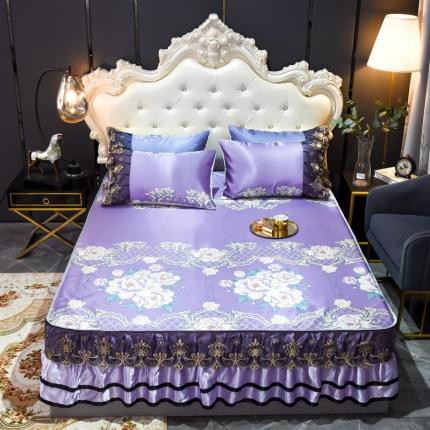 ds生活馆 2021新款欧式床裙款凉席三件套 真爱永恒