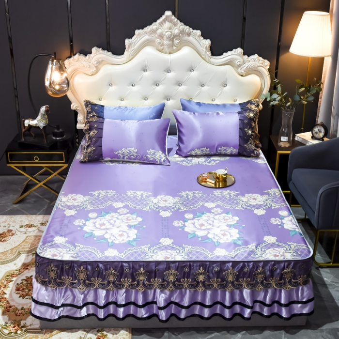 91家纺网 家纺一手货源 找家纺 ds生活馆 2021新款欧式床裙款凉席三件套 真爱永恒