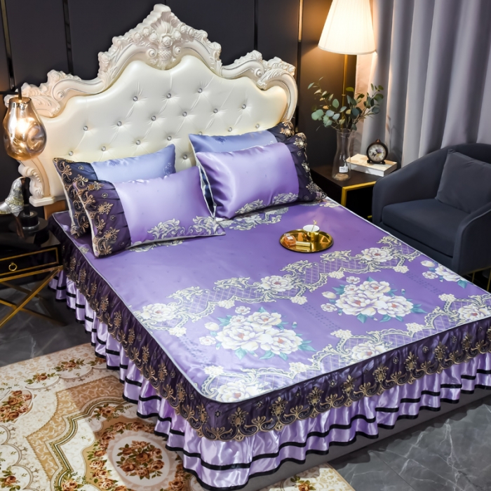 91家纺网 家纺一手货源 找家纺 ds生活馆 2021新款欧式床裙款凉席三件套 真爱永恒