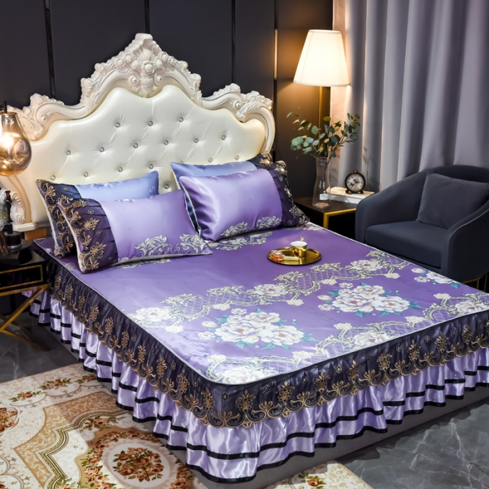 91家纺网 家纺一手货源 找家纺 ds生活馆 2021新款欧式床裙款凉席三件套 真爱永恒