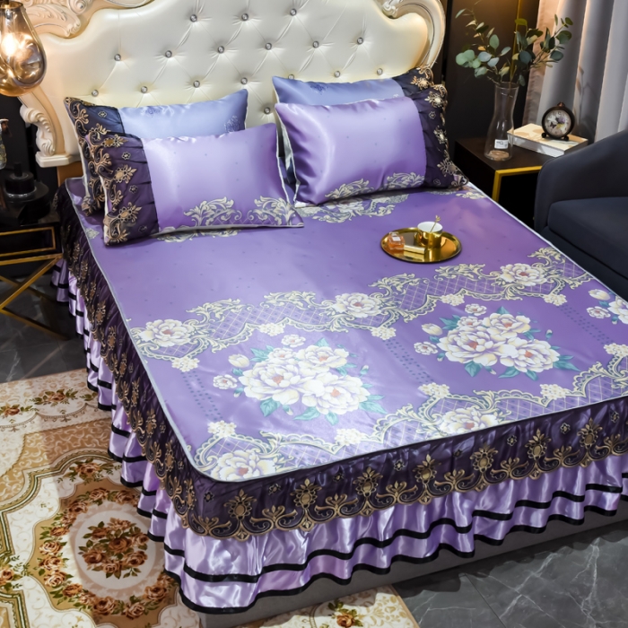 91家纺网 家纺一手货源 找家纺 ds生活馆 2021新款欧式床裙款凉席三件套 真爱永恒