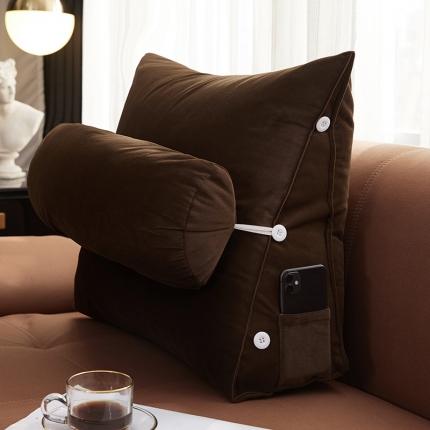 91家纺网 家纺一手货源 找家纺 沐沐 2026新款臻绒带头枕小靠背 浅咖色