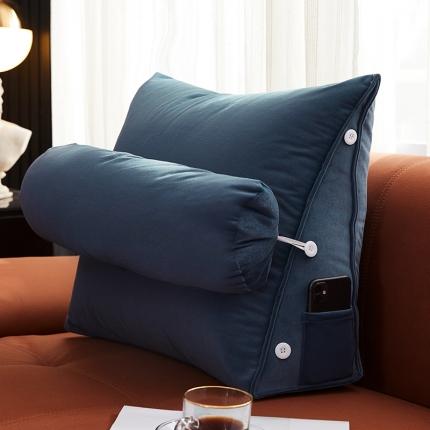 91家纺网 家纺一手货源 找家纺 沐沐 2026新款臻绒带头枕小靠背 深蓝