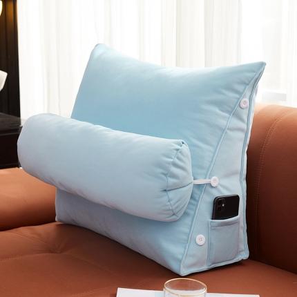 91家纺网 家纺一手货源 找家纺 沐沐 2026新款臻绒带头枕小靠背 天蓝