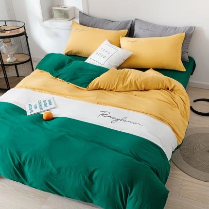 索飞特 2021春夏新款水洗棉四件套三色系列 墨绿