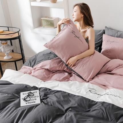 91家纺网 家纺一手货源 找家纺 索飞特 2021春夏新款水洗棉四件套三色系列 甜豆沙