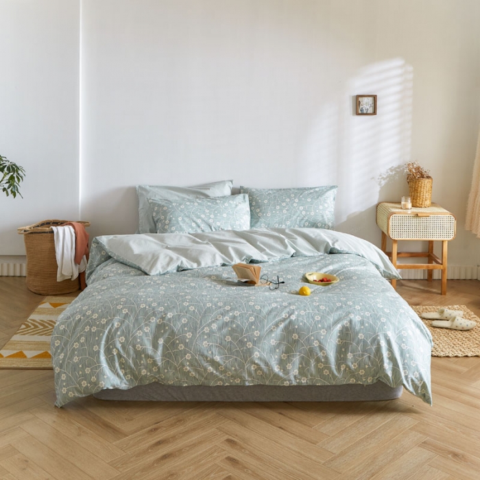 91家纺网 家纺一手货源 找家纺 梦家居 2020新款全棉小碎花四件套 兰花草