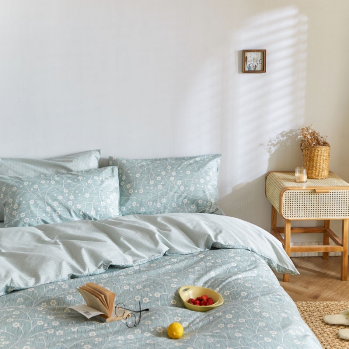 91家纺网 家纺一手货源 找家纺 梦家居 2020新款全棉小碎花四件套 兰花草