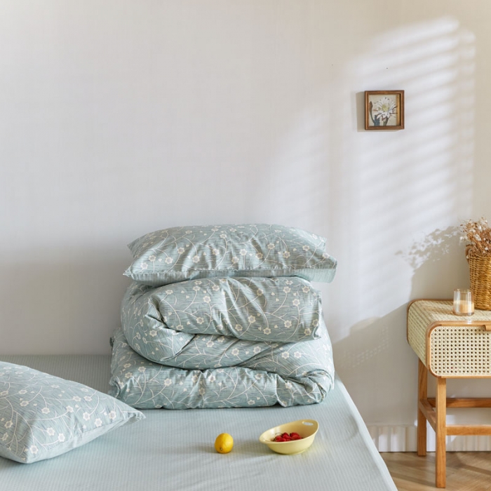 91家纺网 家纺一手货源 找家纺 梦家居 2020新款全棉小碎花四件套 兰花草