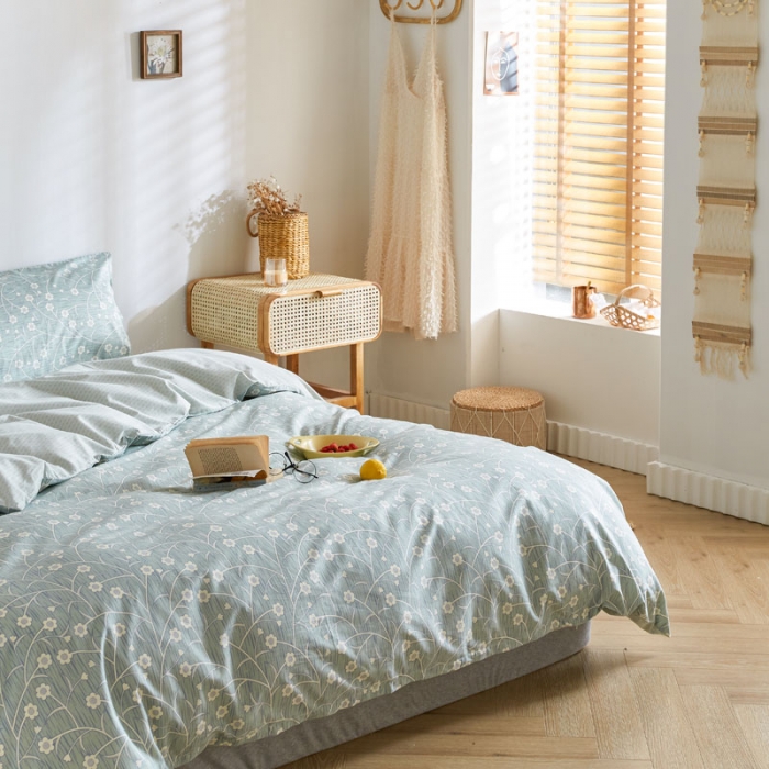 91家纺网 家纺一手货源 找家纺 梦家居 2020新款全棉小碎花四件套 兰花草