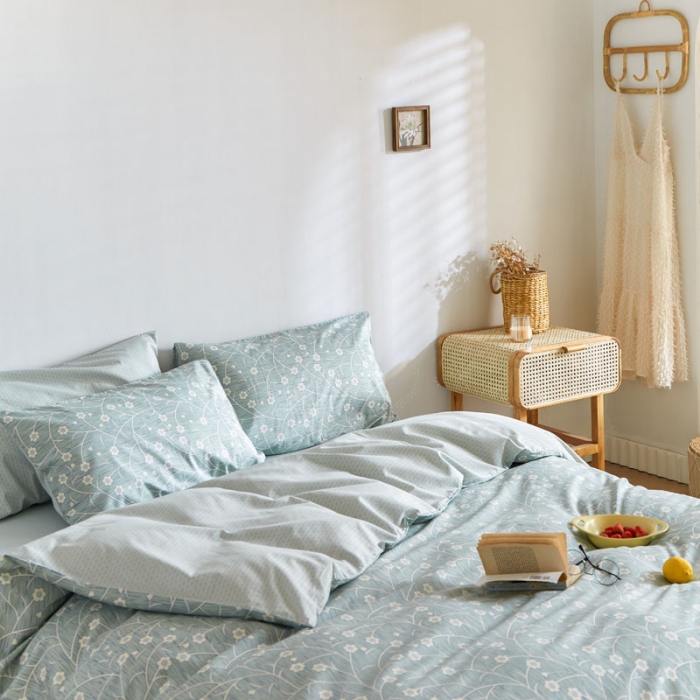 91家纺网 家纺一手货源 找家纺 梦家居 2020新款全棉小碎花四件套 兰花草