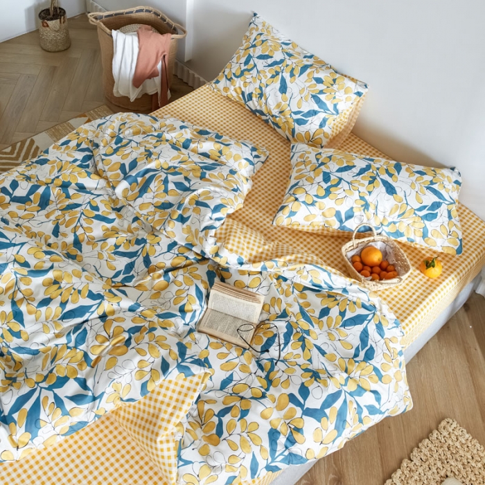 91家纺网 家纺一手货源 找家纺 梦家居 2020新款全棉小碎花四件套 硕果盈枝