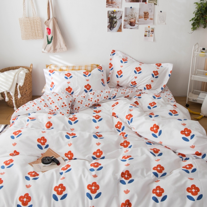 91家纺网 家纺一手货源 找家纺 窝米 2020春夏新品全棉13372四件套小波西风系列 木槿