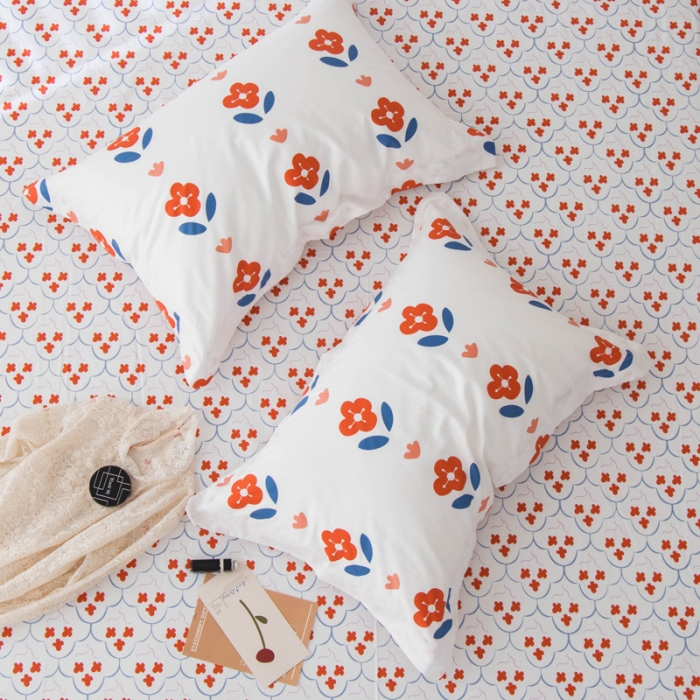 91家纺网 家纺一手货源 找家纺 窝米 2020春夏新品全棉13372四件套小波西风系列 木槿