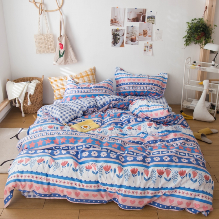 91家纺网 家纺一手货源 找家纺 窝米 2020春夏新品全棉13372四件套小波西风系列小花花