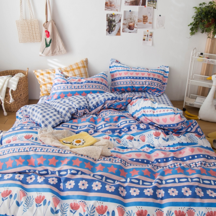 91家纺网 家纺一手货源 找家纺 窝米 2020春夏新品全棉13372四件套小波西风系列小花花