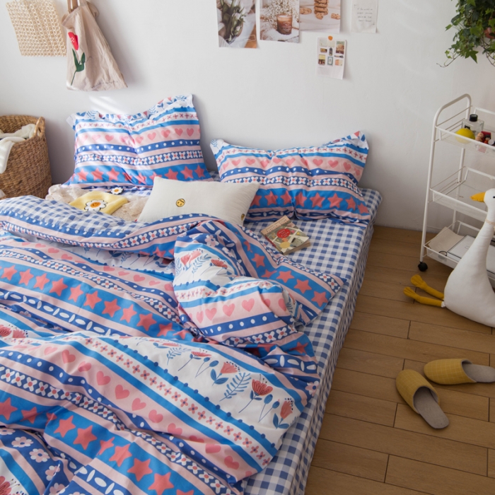 91家纺网 家纺一手货源 找家纺 窝米 2020春夏新品全棉13372四件套小波西风系列小花花