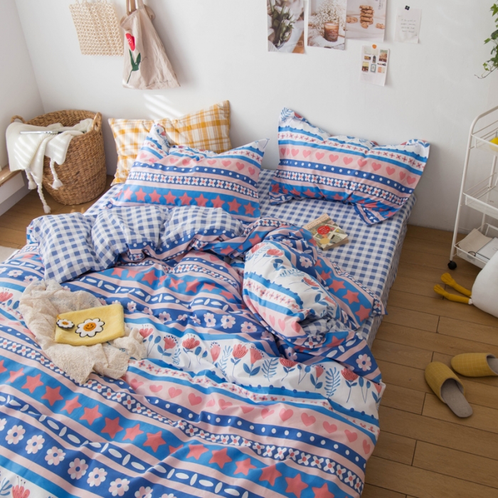 91家纺网 家纺一手货源 找家纺 窝米 2020春夏新品全棉13372四件套小波西风系列小花花