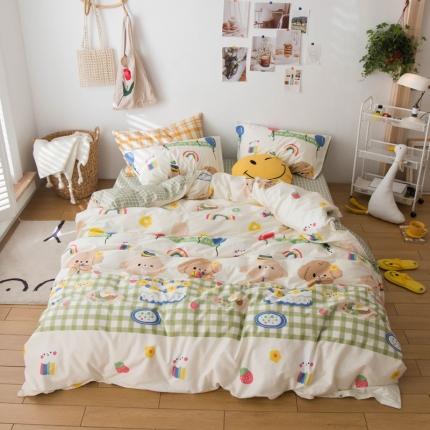 91家纺网 家纺一手货源 找家纺 窝米 2020春夏新品13370全棉四件套萌宠风系列 怦然心动-米