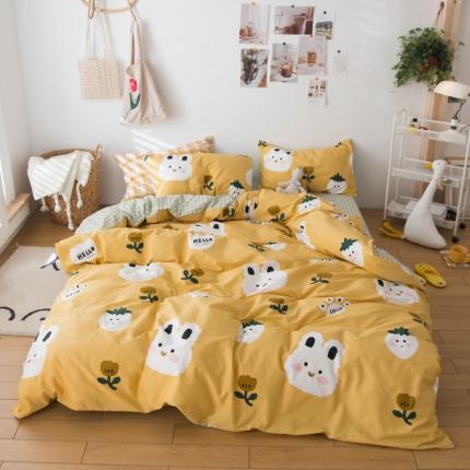 91家纺网 家纺一手货源 找家纺 窝米 2020春夏新品13370全棉四件套萌宠风系列 喜欢你呀