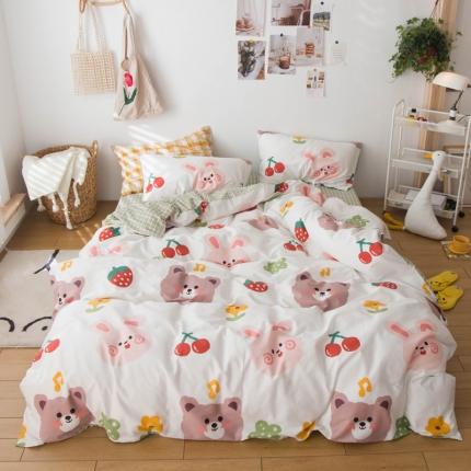 91家纺网 家纺一手货源 找家纺 窝米 2020春夏新品13370全棉四件套萌宠风系列 小仙女-米