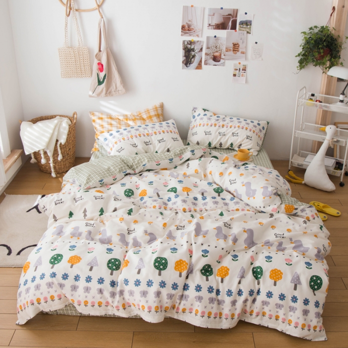 91家纺网 家纺一手货源 找家纺 窝米 2020春夏新品13370全棉四件套萌宠风系列 花开少年-米