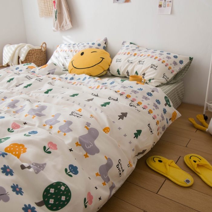 91家纺网 家纺一手货源 找家纺 窝米 2020春夏新品13370全棉四件套萌宠风系列 花开少年-米