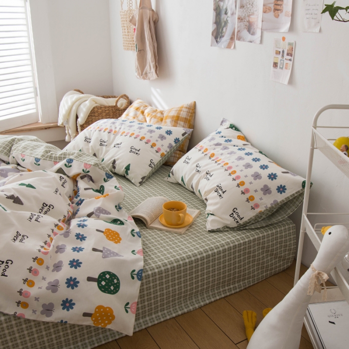 91家纺网 家纺一手货源 找家纺 窝米 2020春夏新品13370全棉四件套萌宠风系列 花开少年-米