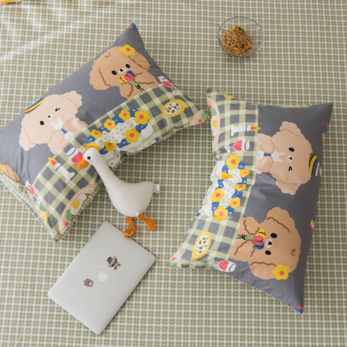 91家纺网 家纺一手货源 找家纺 窝米 2020春夏新品13370全棉四件套萌宠风系列 怦然心动-灰