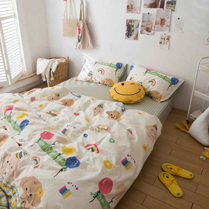 91家纺网 家纺一手货源 找家纺 窝米 2020春夏新品13370全棉四件套萌宠风系列 怦然心动-米