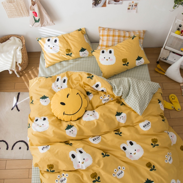 91家纺网 家纺一手货源 找家纺 窝米 2020春夏新品13370全棉四件套萌宠风系列 喜欢你呀