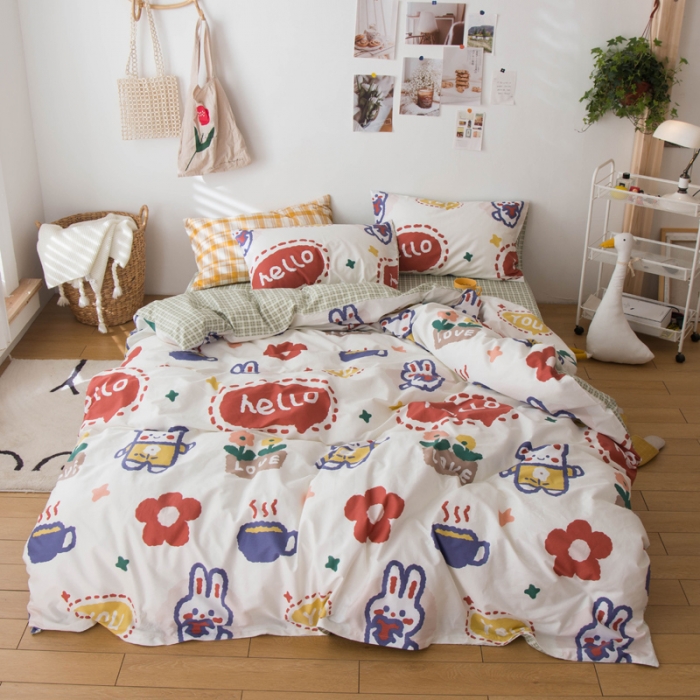 91家纺网 家纺一手货源 找家纺 窝米 2020春夏新品13370全棉四件套萌宠风系列 小笨蛋