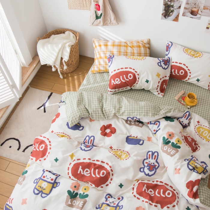 91家纺网 家纺一手货源 找家纺 窝米 2020春夏新品13370全棉四件套萌宠风系列 小笨蛋