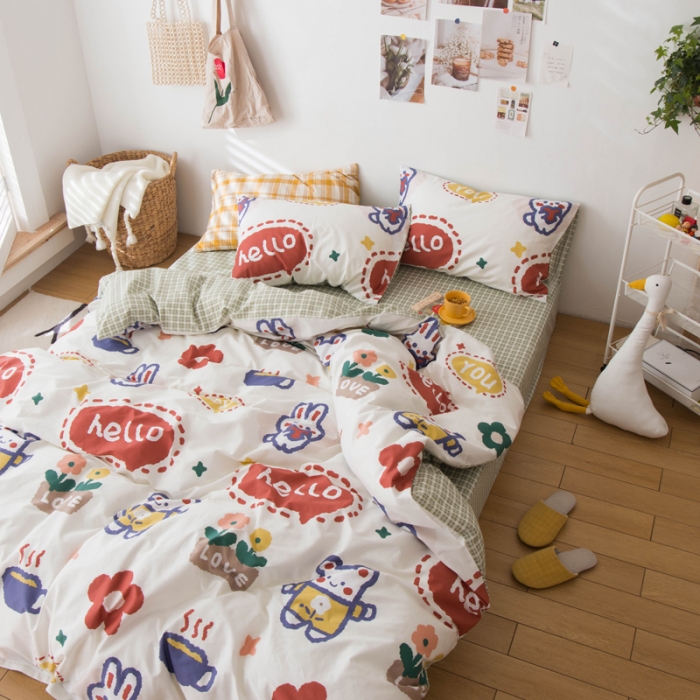 91家纺网 家纺一手货源 找家纺 窝米 2020春夏新品13370全棉四件套萌宠风系列 小笨蛋