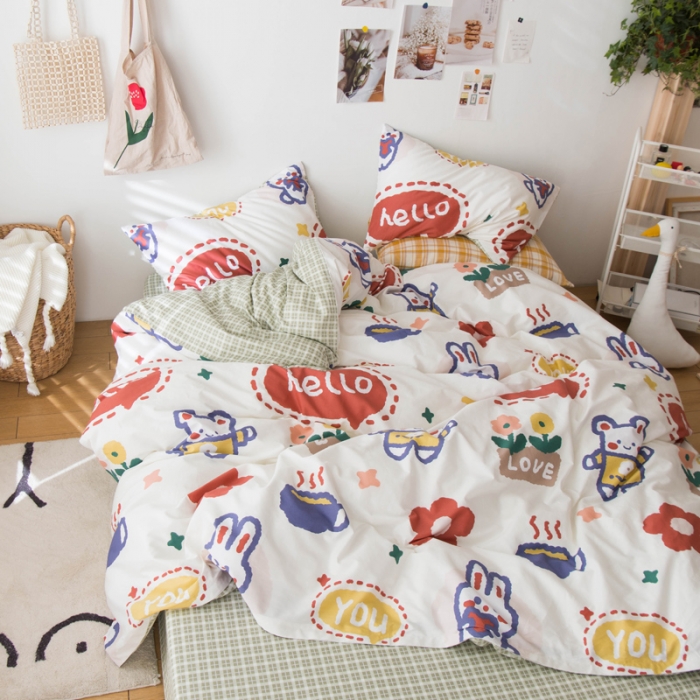 91家纺网 家纺一手货源 找家纺 窝米 2020春夏新品13370全棉四件套萌宠风系列 小笨蛋