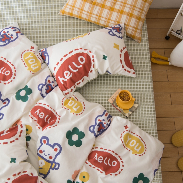 91家纺网 家纺一手货源 找家纺 窝米 2020春夏新品13370全棉四件套萌宠风系列 小笨蛋