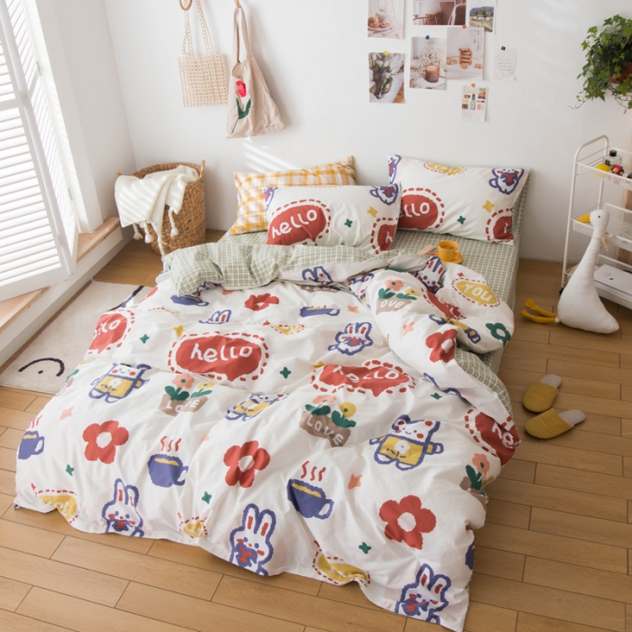 91家纺网 家纺一手货源 找家纺 窝米 2020春夏新品13370全棉四件套萌宠风系列 小笨蛋