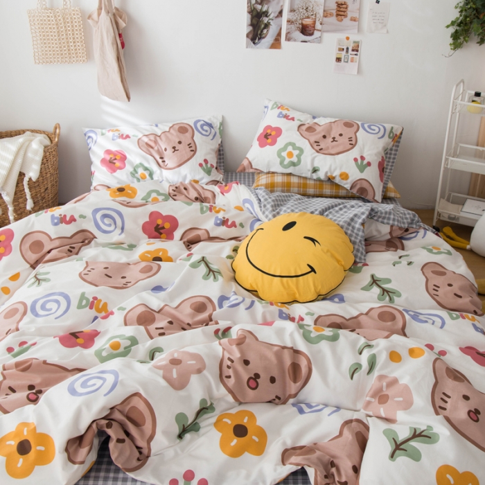91家纺网 家纺一手货源 找家纺 窝米 2020春夏新品13370全棉四件套萌宠风系列 小懒虫