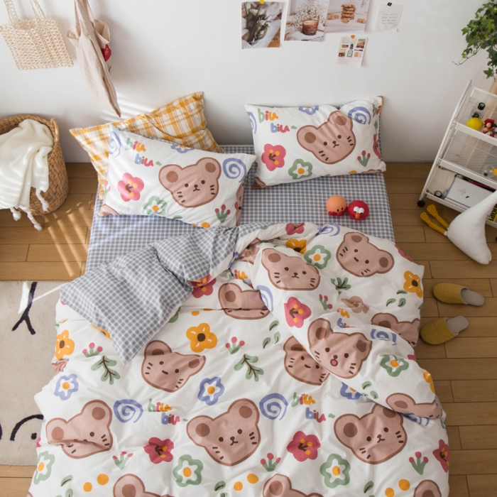 91家纺网 家纺一手货源 找家纺 窝米 2020春夏新品13370全棉四件套萌宠风系列 小懒虫