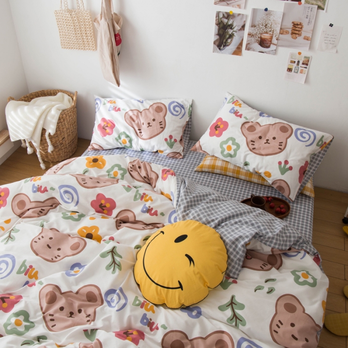 91家纺网 家纺一手货源 找家纺 窝米 2020春夏新品13370全棉四件套萌宠风系列 小懒虫