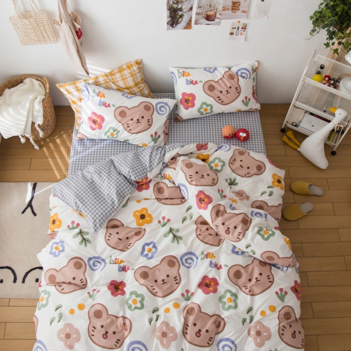 91家纺网 家纺一手货源 找家纺 窝米 2020春夏新品13370全棉四件套萌宠风系列 小懒虫