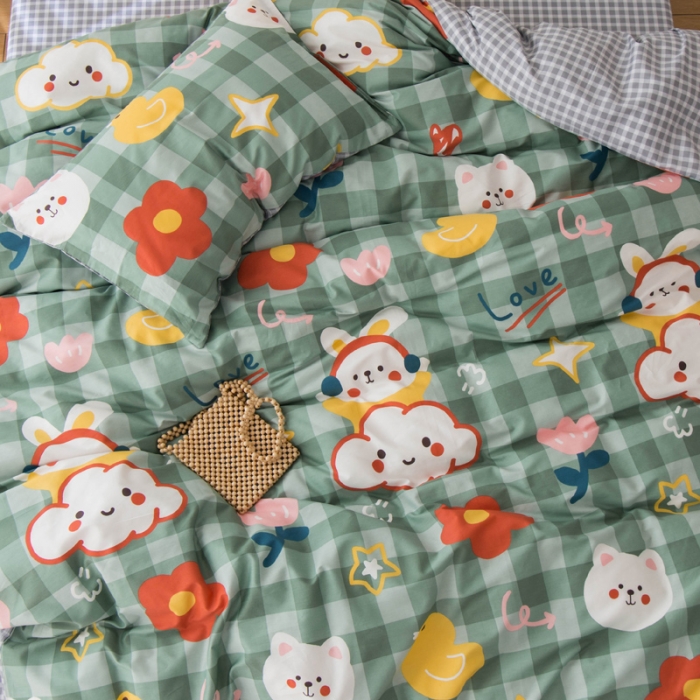 91家纺网 家纺一手货源 找家纺 窝米 2020春夏新品13370全棉四件套萌宠风系列 小傻瓜