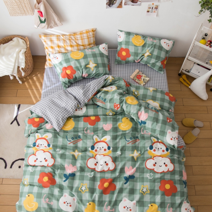 91家纺网 家纺一手货源 找家纺 窝米 2020春夏新品13370全棉四件套萌宠风系列 小傻瓜